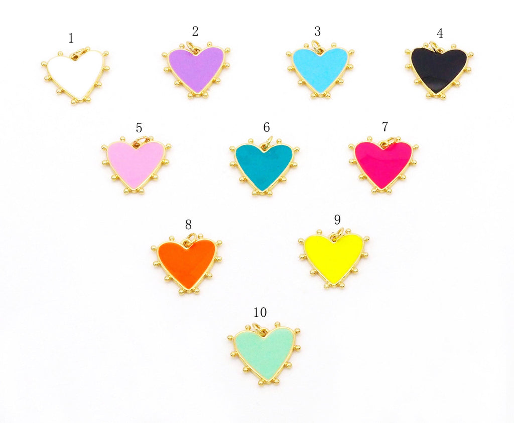 Colorful Enamel Spike Heart Charm, Sku#LX194