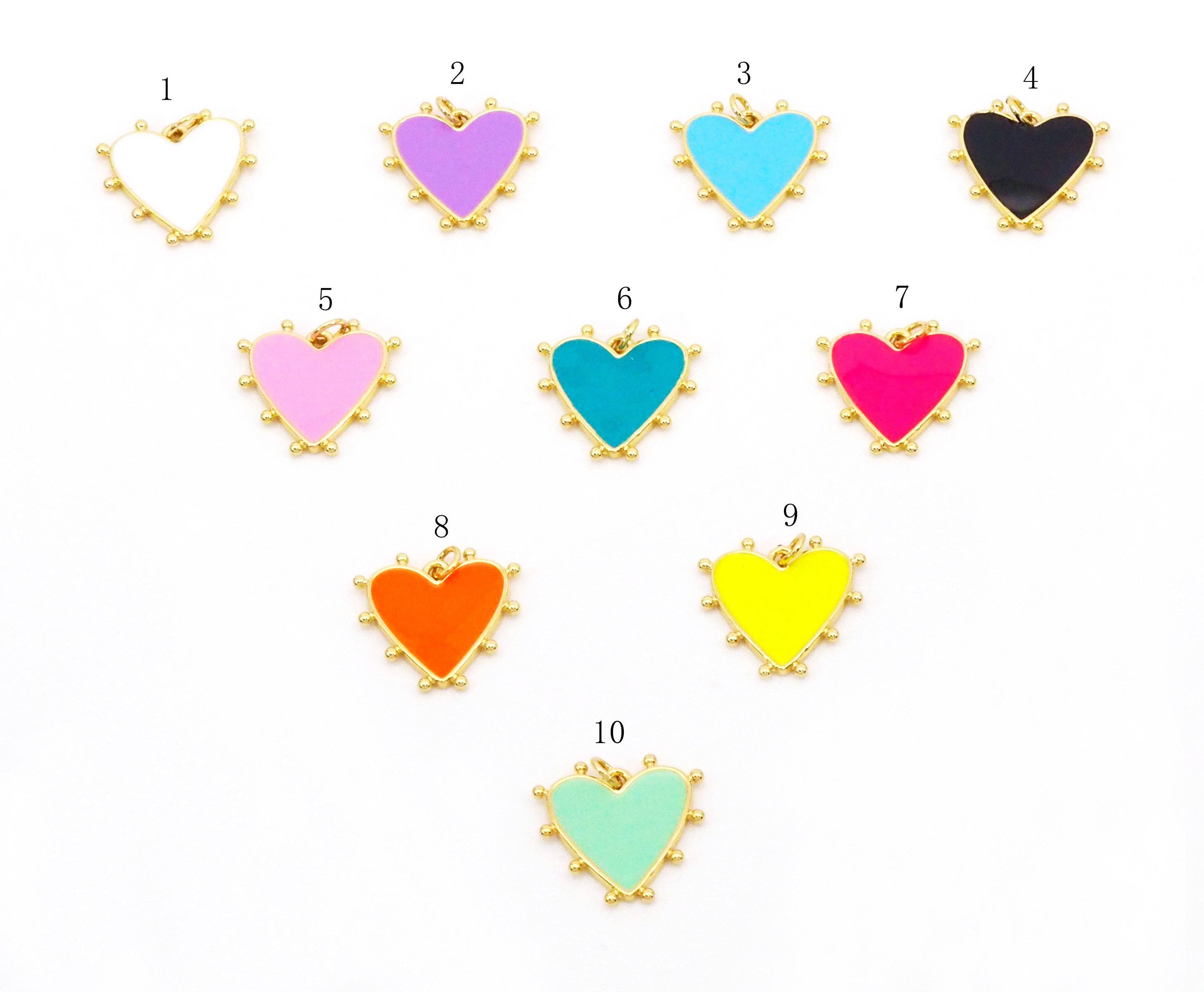 Colorful Enamel Spike Heart Charm, Sku#LX194
