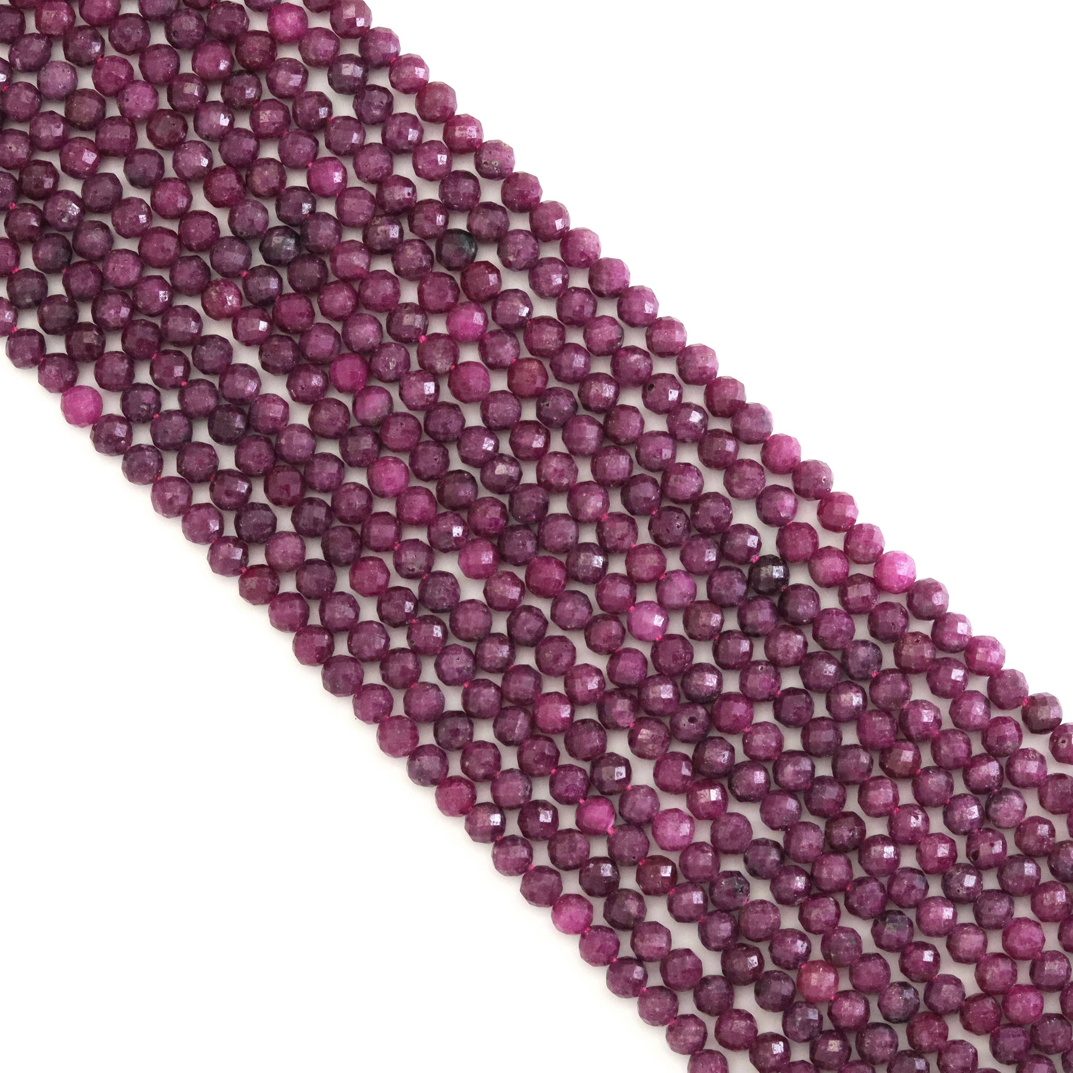 Genuine Ruby Fine Cut Round Beads, Sku#U1885