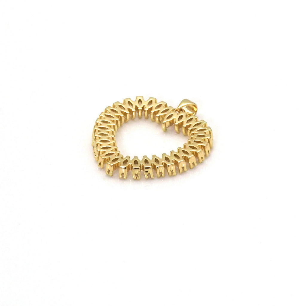 Baguette CZ Gold Open Heart Charm, Sku#LX213