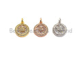 CZ Micro Pave Round Coin Shaped Pendant/Charm, Cubic Zirconia Pendant Charm,14x17mm,sku#Z526