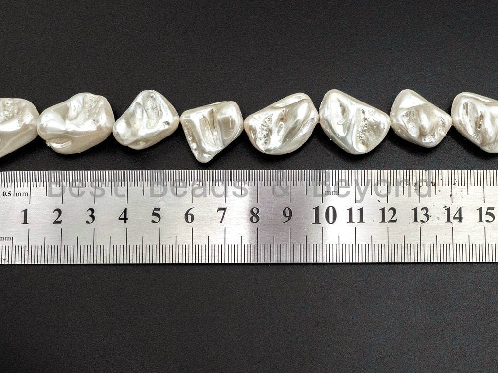 Quality Natural Mother of Pearl beads, 15-21mm, White Irregular Plated Pearl Shell Beads, 16inch strand, SKU#T109
