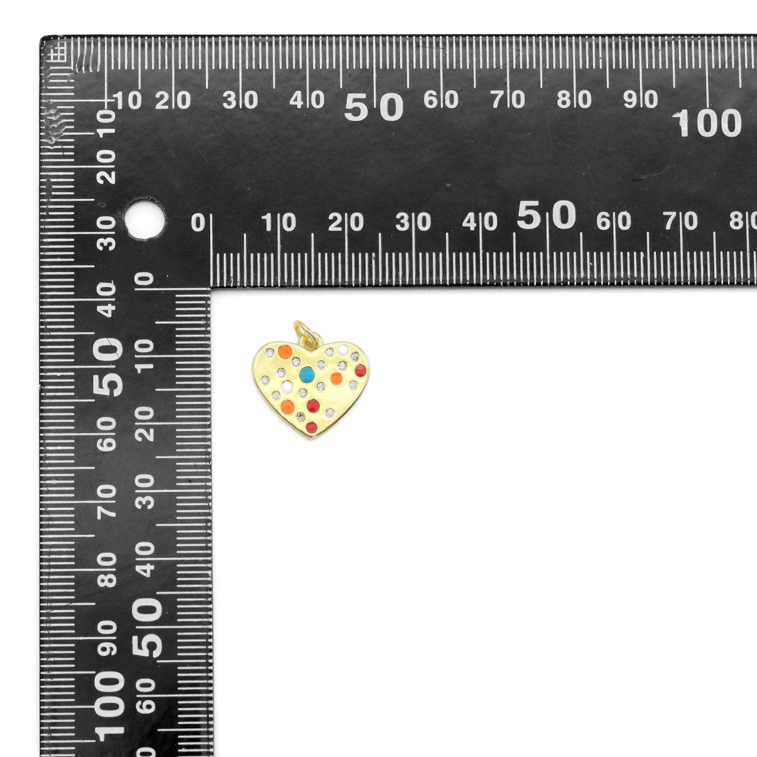 Gold Colorful CZ Heart Shape Charm, Sku#LX454