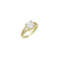 Big Clear Square CZ Gold Adjustable Ring, Sku#LX479