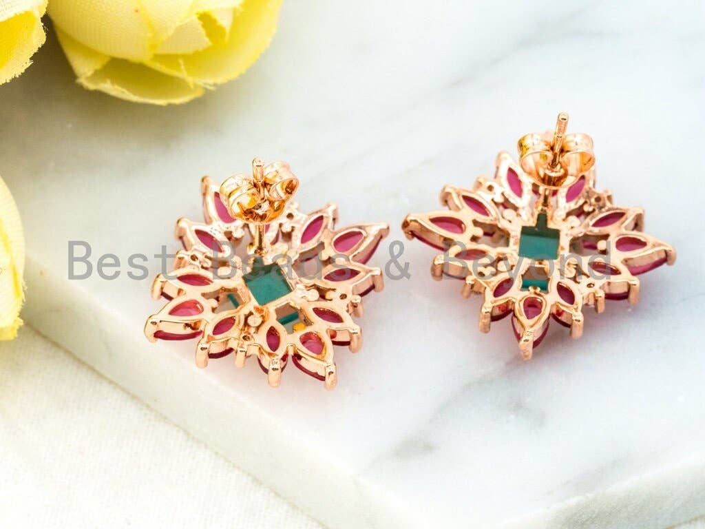 CZ Flower Star Stud Earring, Sku#O50