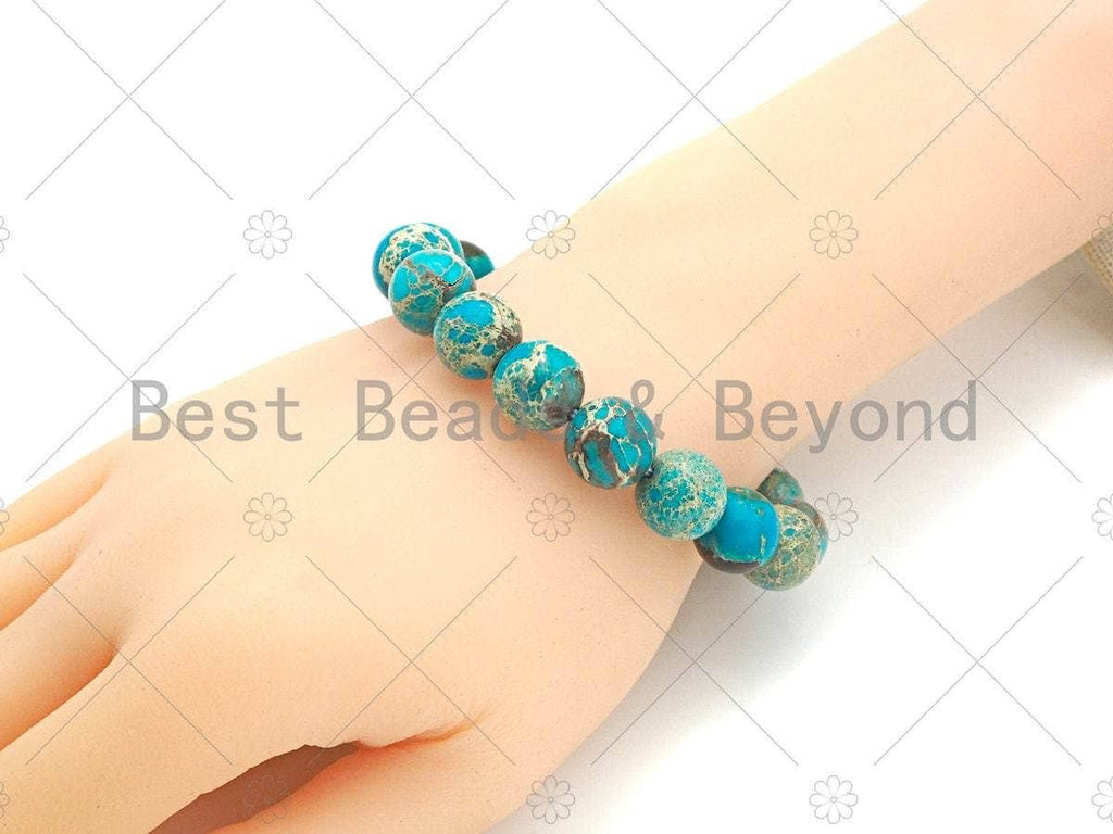 Turquoise Blue Imperial Jasper Stretchy Bracelet, Sku#EF34
