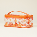 Orange Print Clear Makeup Bag With Handle
