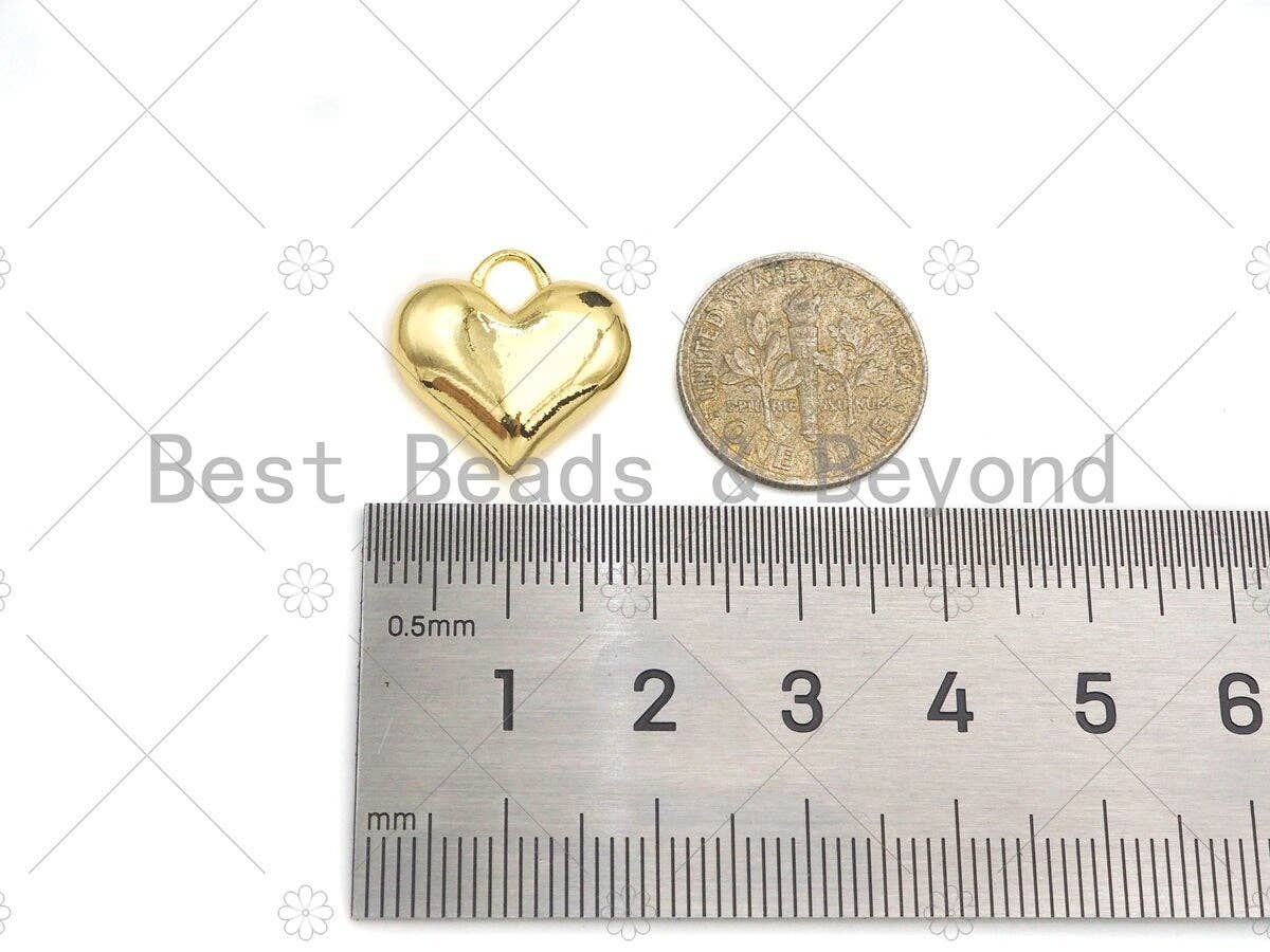 Plain Gold Puffy Heart Shape Charm/Pendant, Heart Shape Charm, SKU#Y325