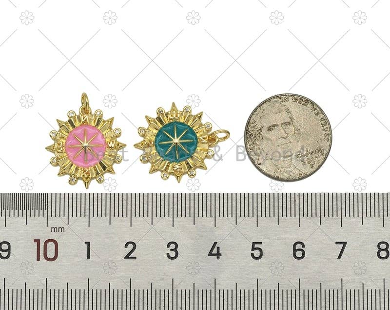 Enamel Sunflower Charm, Sku#Z1425