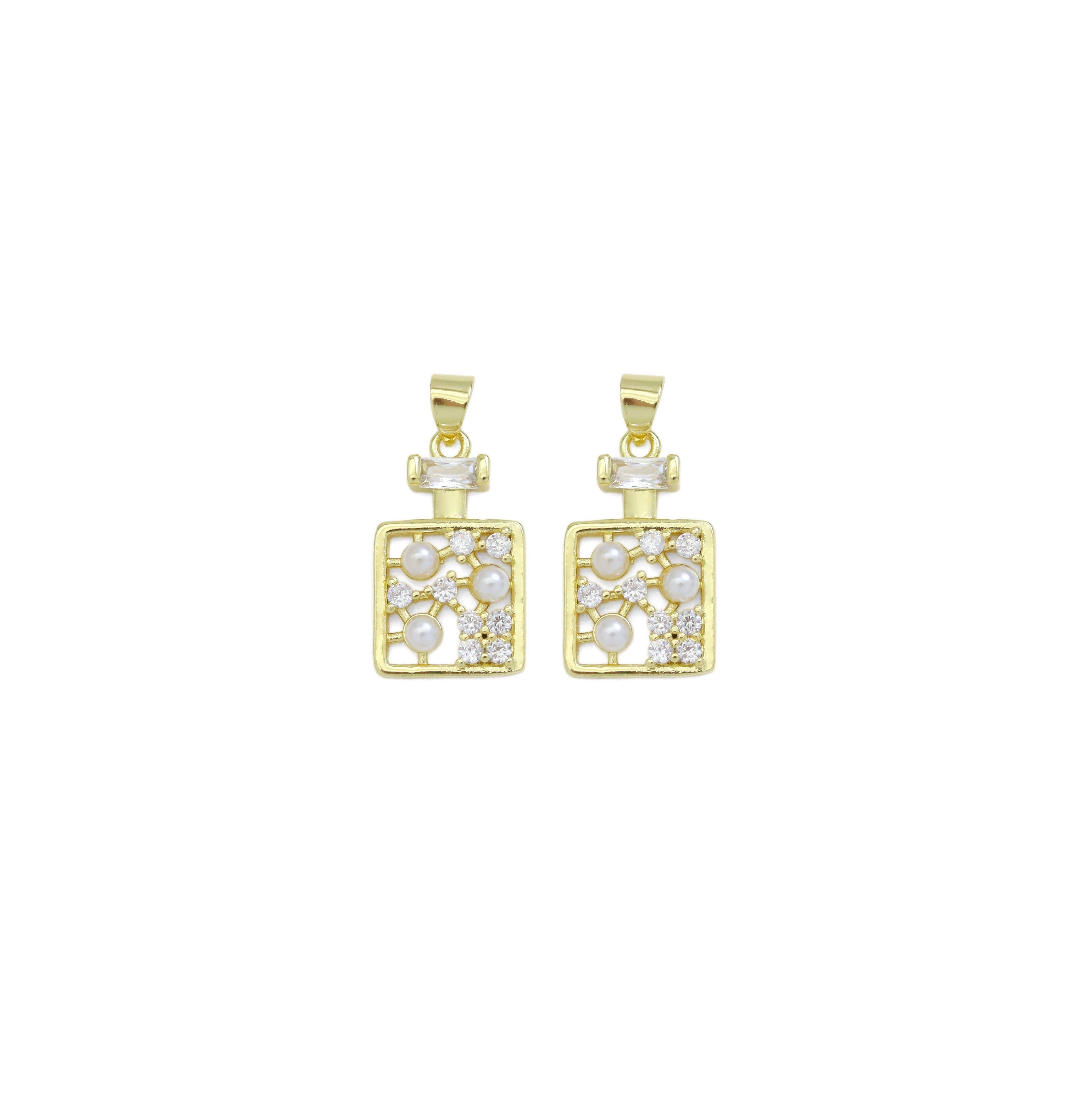 CZ  White Pearl On Square TAG Charm, Sku#LK924