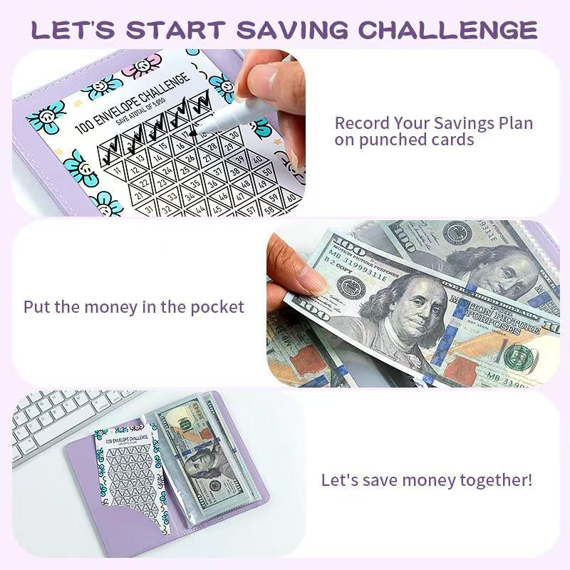 100 Days Saving Challenge Coin Envelope Budgetstorage Book - Binding Covers with Daily Savings Tracker,Habit-Forming System, and Cash Savings Goal of $5050Develop a Consistent Savings Habit