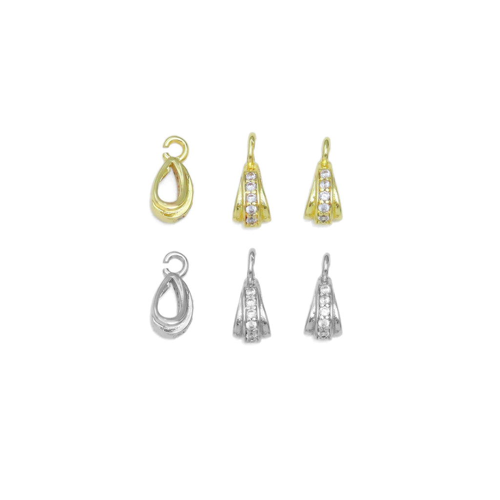 CZ Pave Gold Silver Charm Holder, Bail Holder, Sku#A246