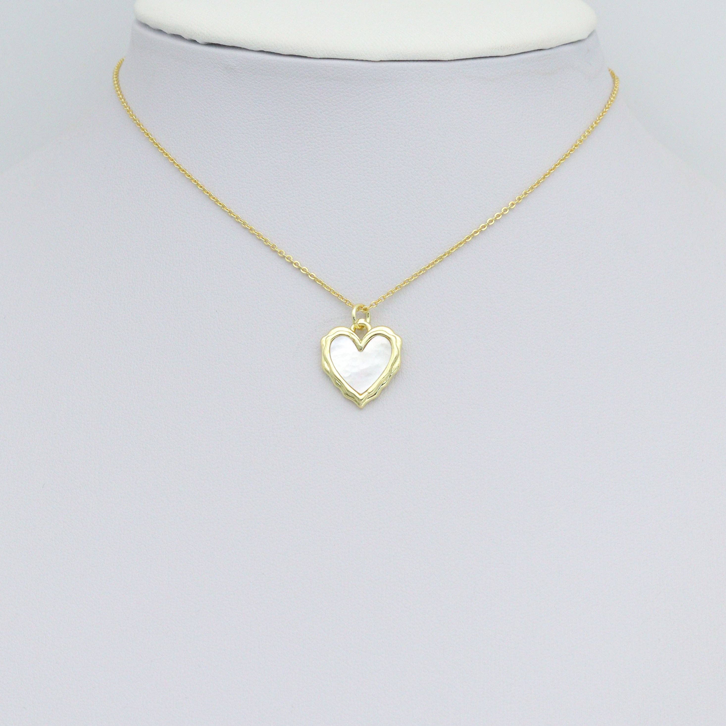 White Pearl Textured edge Heart Frame Charm Pendant,Sku#LK1217