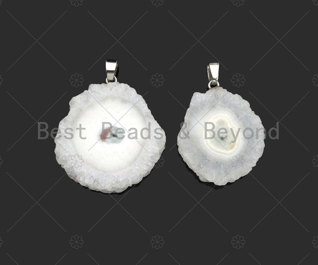High Quality Natural Druzy Agate Irregular Shape Pendant, White Necklace Agate Pendant, 40mm,28-36mm,Sku#YK16