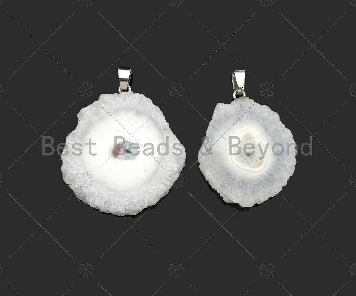 High Quality Natural Druzy Agate Irregular Shape Pendant, White Necklace Agate Pendant, 40mm,28-36mm,Sku#YK16