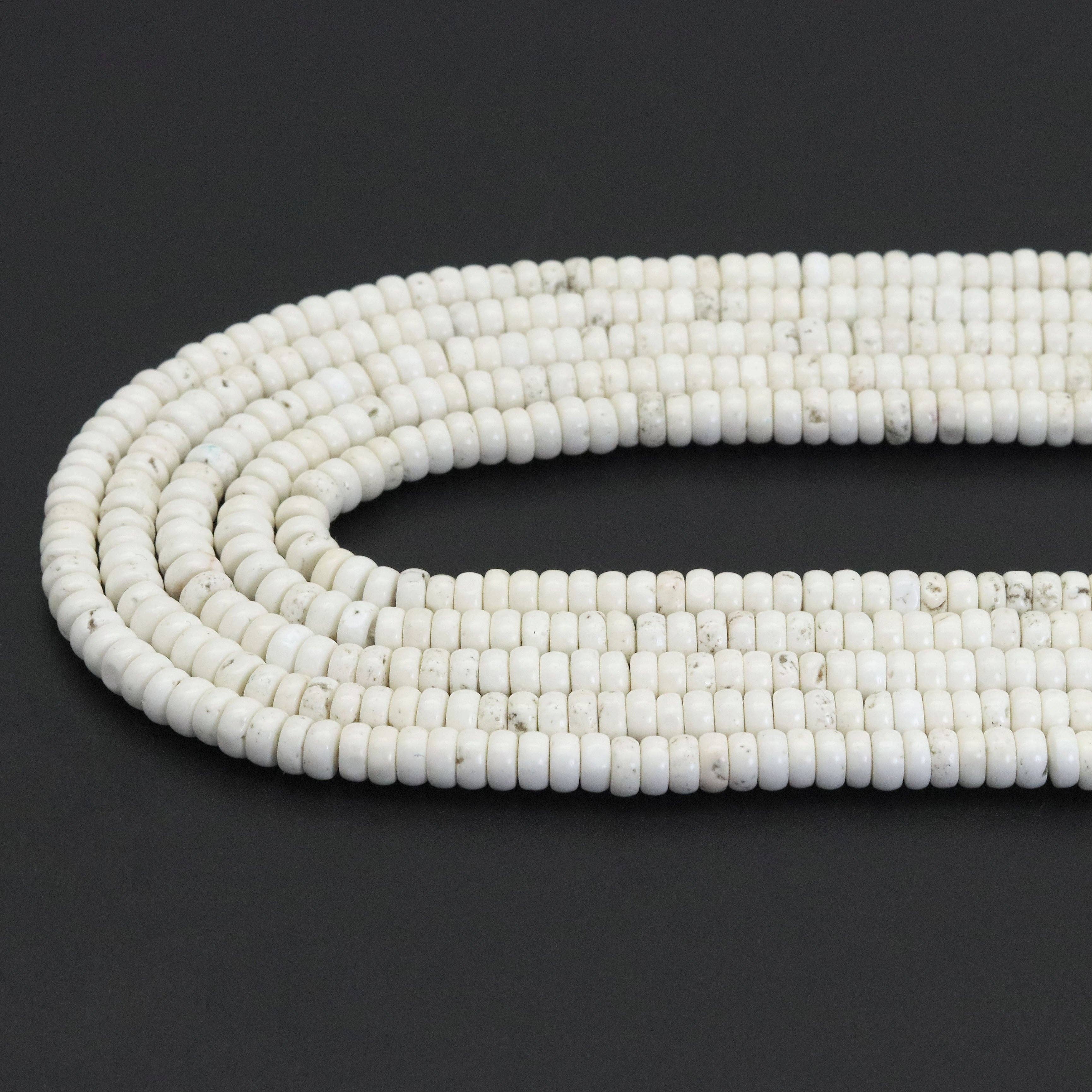 White Turquoise Rondelle Smooth Beads, Sku#U1833
