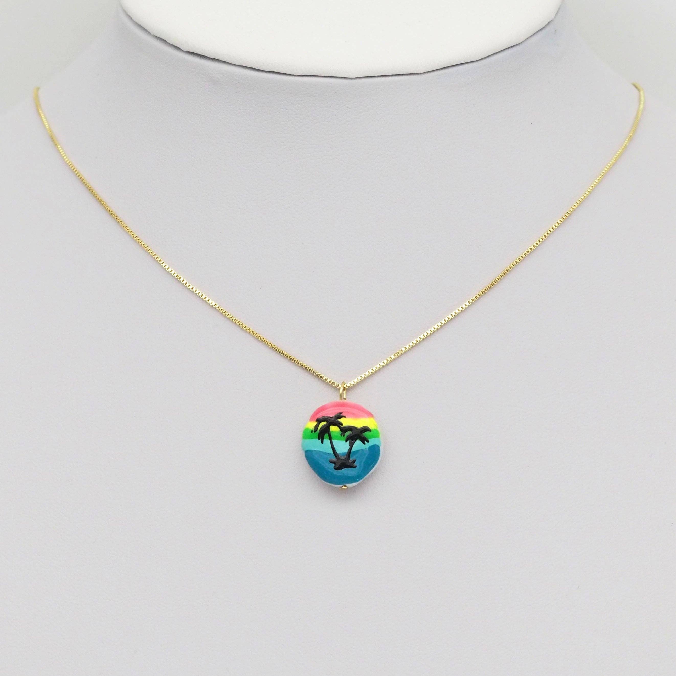 Beach Coconut Tree on Pearl Beads Charm, Y881