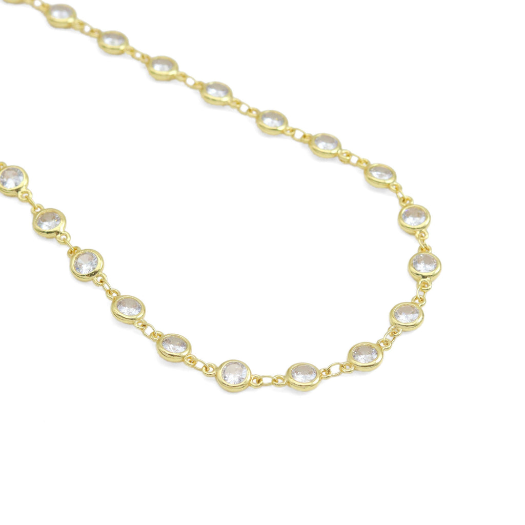 High quality 6mm Round CZ Chain Link Necklace, Sku#EF591