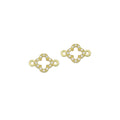 Clear CZ Gold Clover Flower Connecter ,Sku#LD738