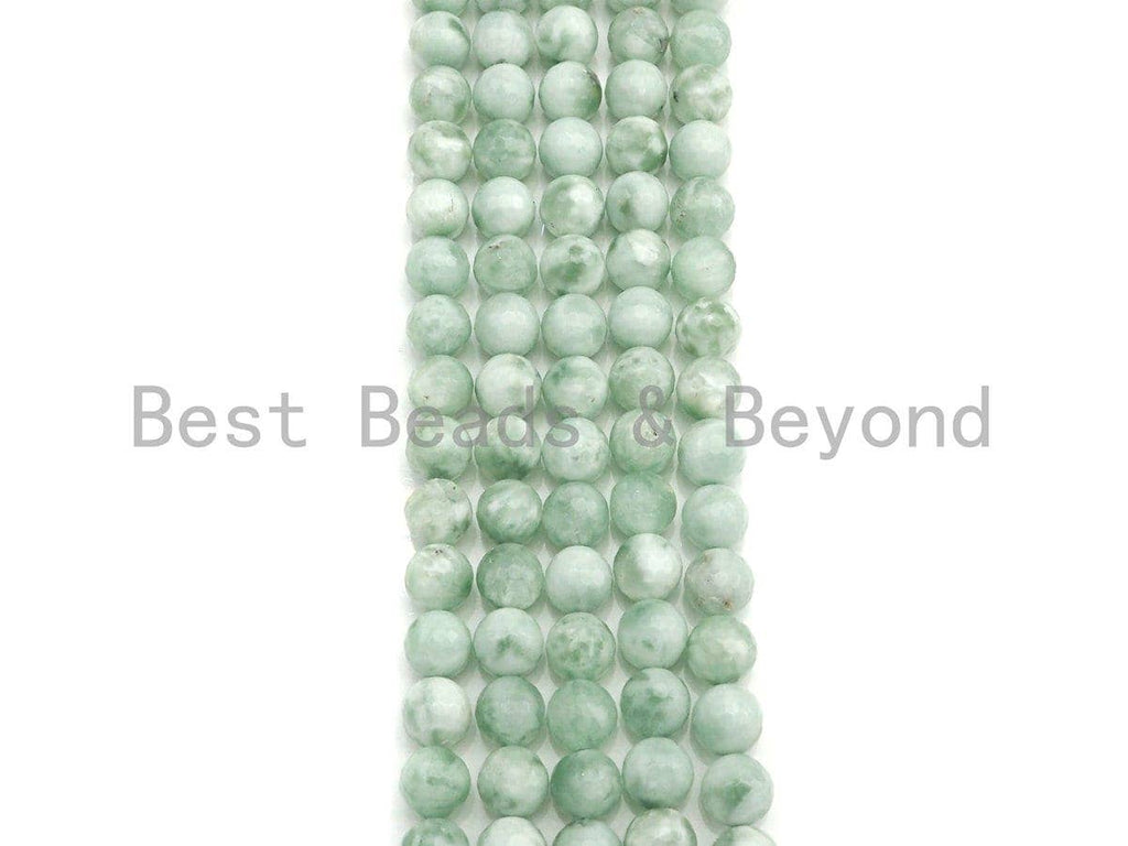 ESTY Exclusive High Quality Natural Green Angelite Round Faceted Beads, 8mm/10mm/12mm Green Angelite Beads, 15.5" Full Strand, sku#UA90