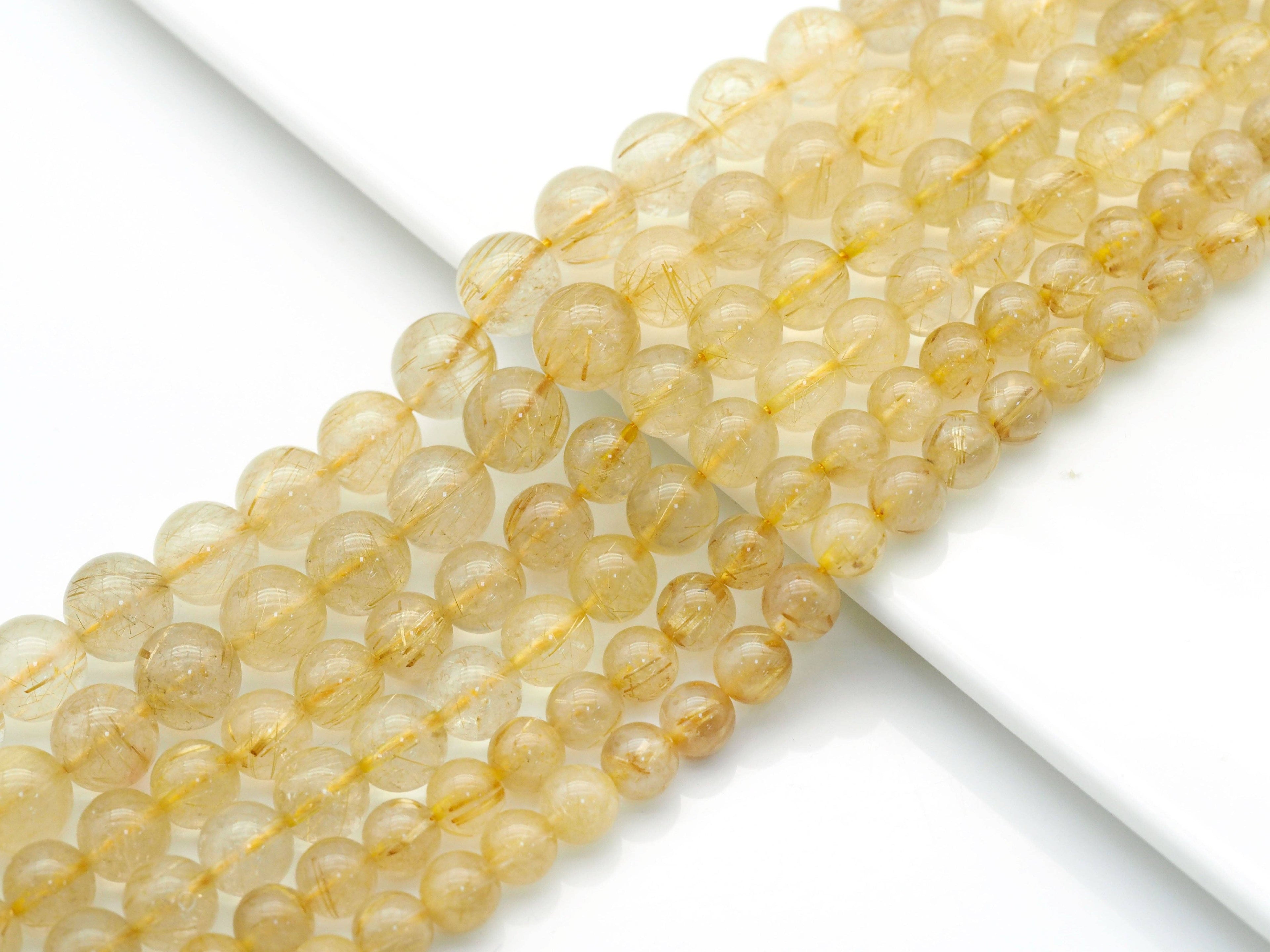 Genuine Quality Rutilated Quartz Round Smooth Beads, Sku#U1420