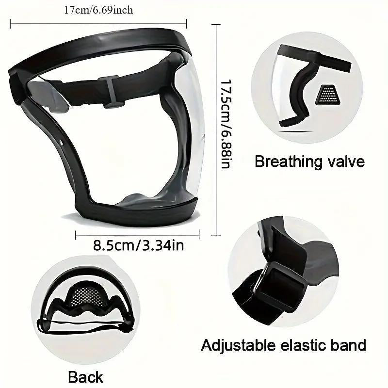 Full Face Super Protective Shields, Anti-Blue Light Unisex Cycling Face Shield with Splash Proof Full Face Protective Protect Eyes, Nose, Mouth, Anti-Splash and Anti-Sand Headgear