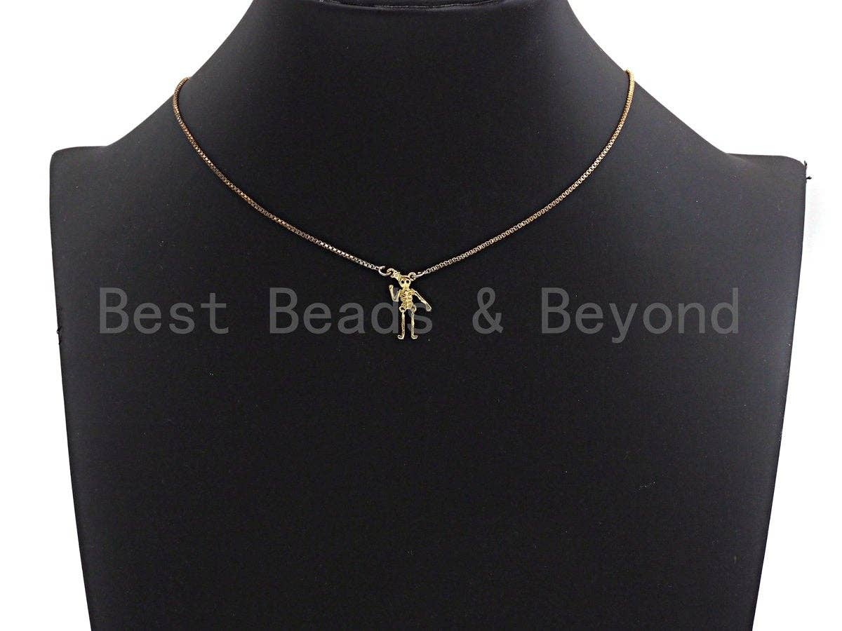 Human Skeleton Zumbie Frame Shaped Pendant/Charm, Dainty Gold Pendant Charm,10x18mm,Sku#Z567