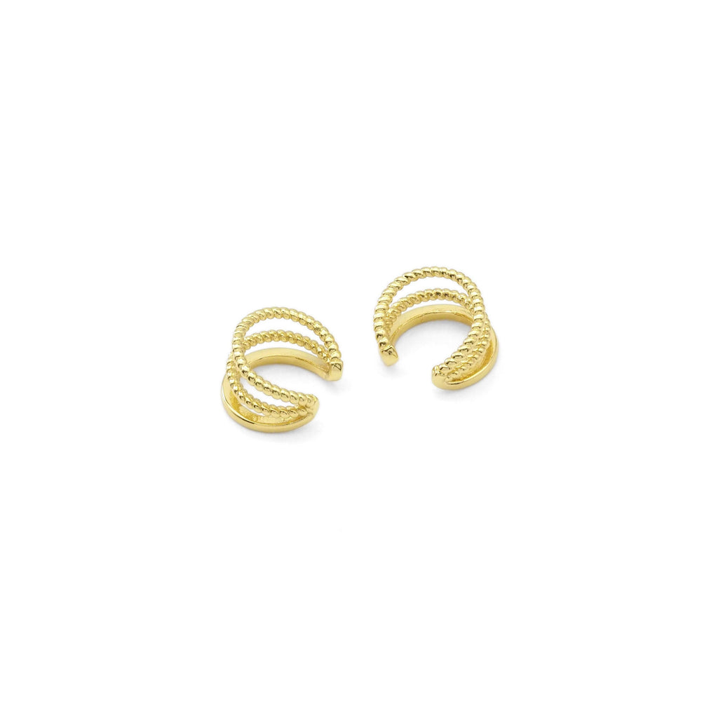 Gold Twisted three lines ear cuff, Sku#Y822