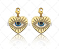 CZ Micro Pave 18k Gold Enamel Evil Eye On Heart Shape Pendan