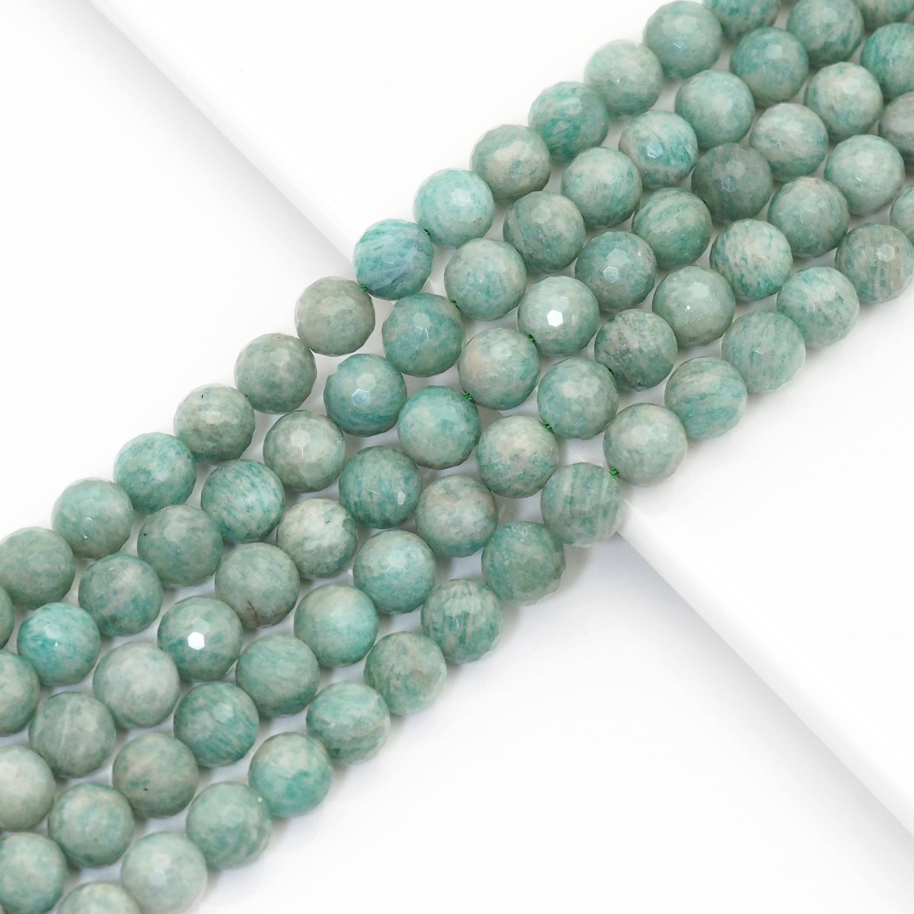 Genuine Russian Amazonite Round Faceted Beads, 8mm/10mm, Sku#U1612