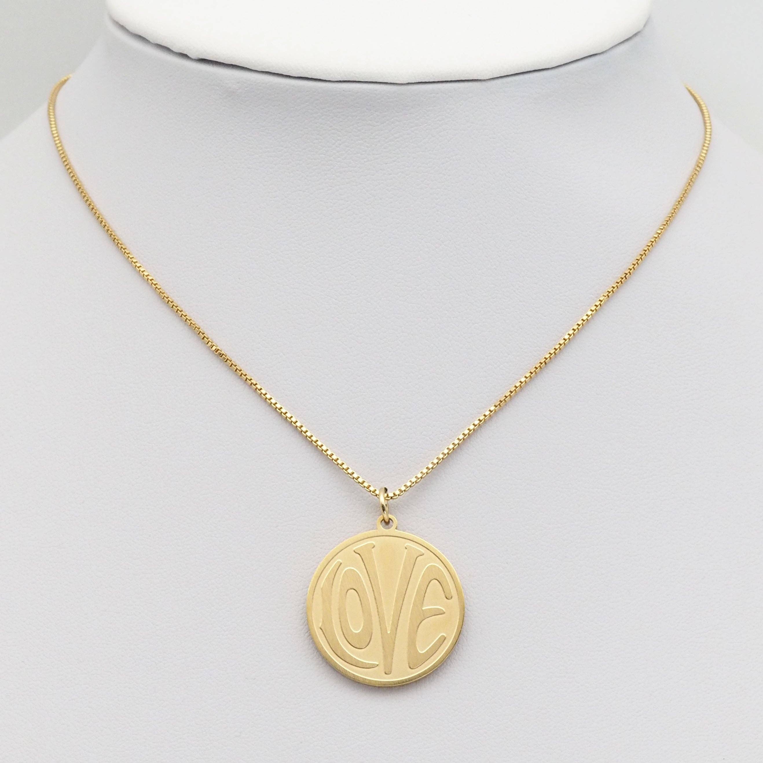 Matt Gold Silver Love Heart Round Coin Charm, Sku#LX260