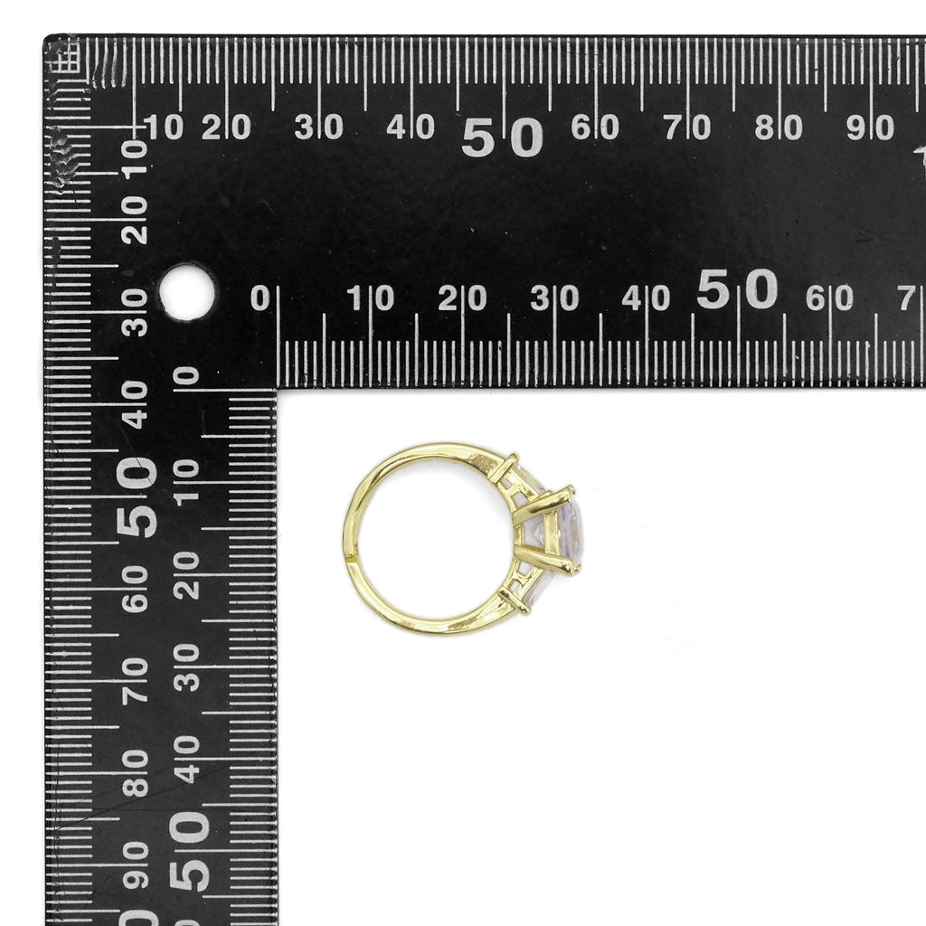 Gold Silver Clear Square CZ Adjustable Ring, Sku#A112