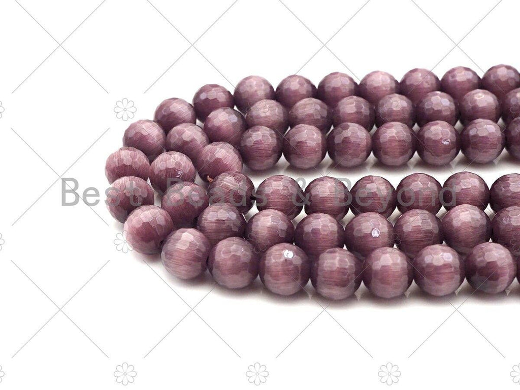 Special Cut Cat's Eye Brown Round Faceted Beads, 6mm/8mm/10mm/12mm Round Faceted, 15.5'' Full Strand, Sku#UA197