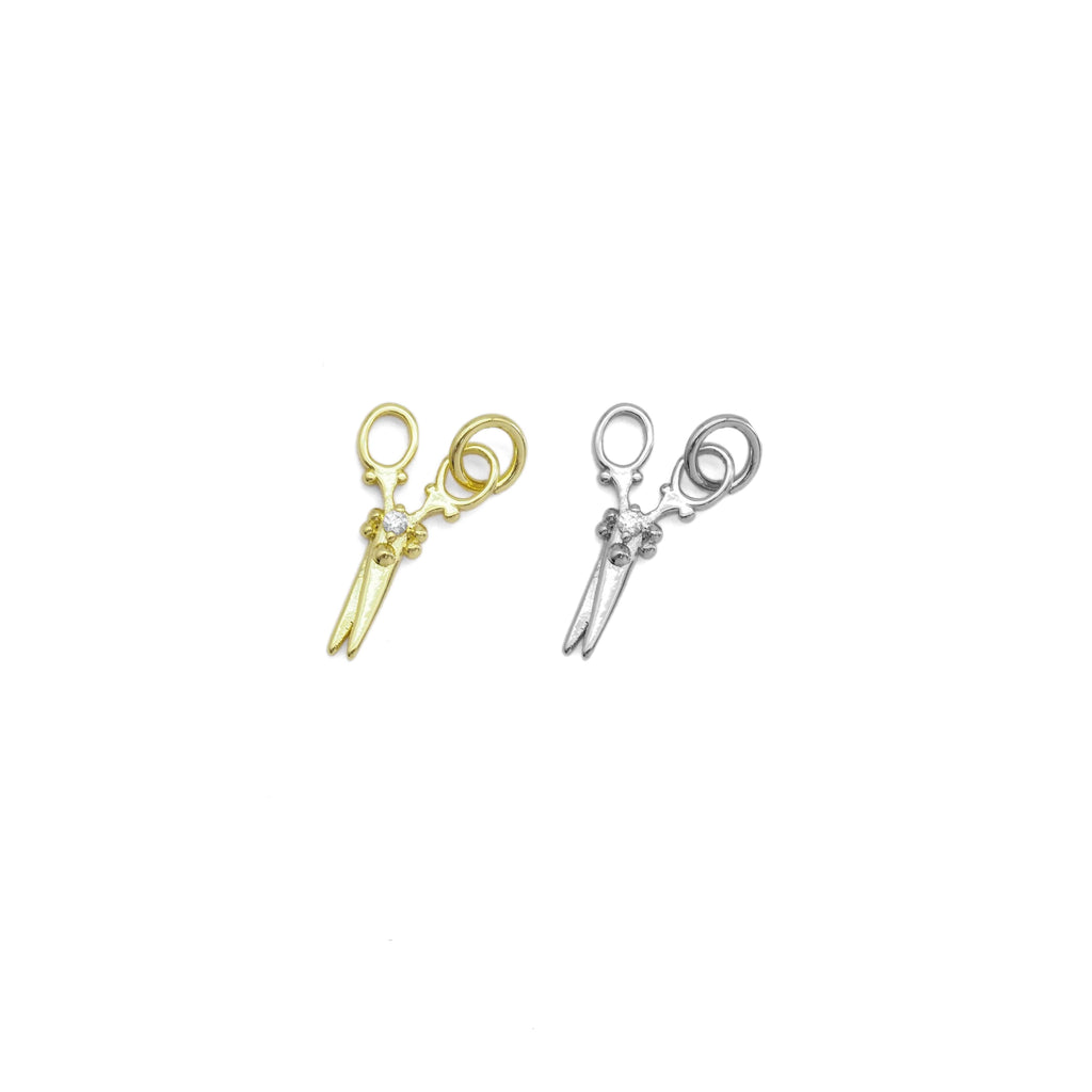 CZ Gold Scissor Charm, Sku#Y871