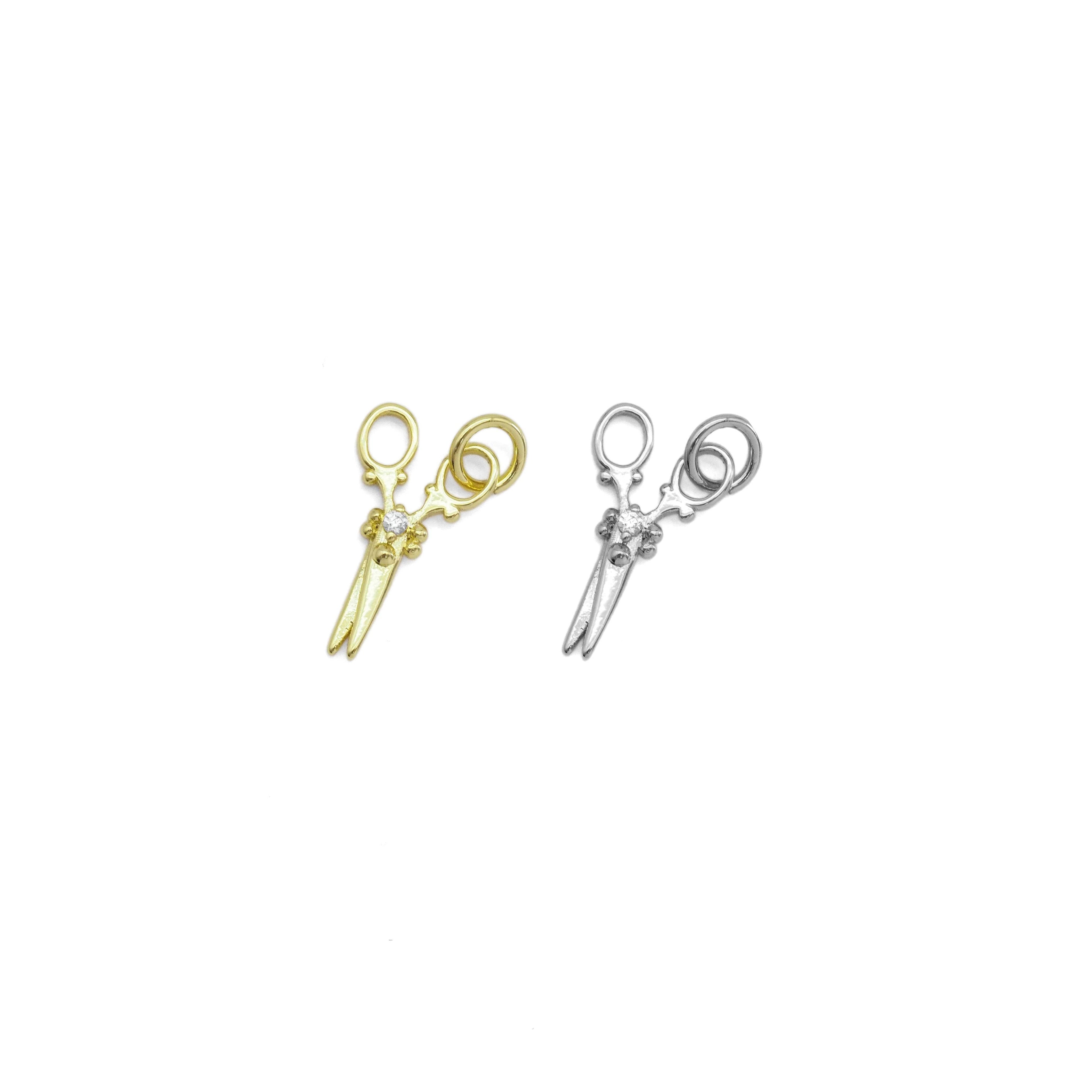 CZ Gold Scissor Charm, Sku#Y871