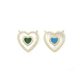 CZ Gold Mother of Pearl Turquoise Malachite Heart  Charm, Sku#LX329