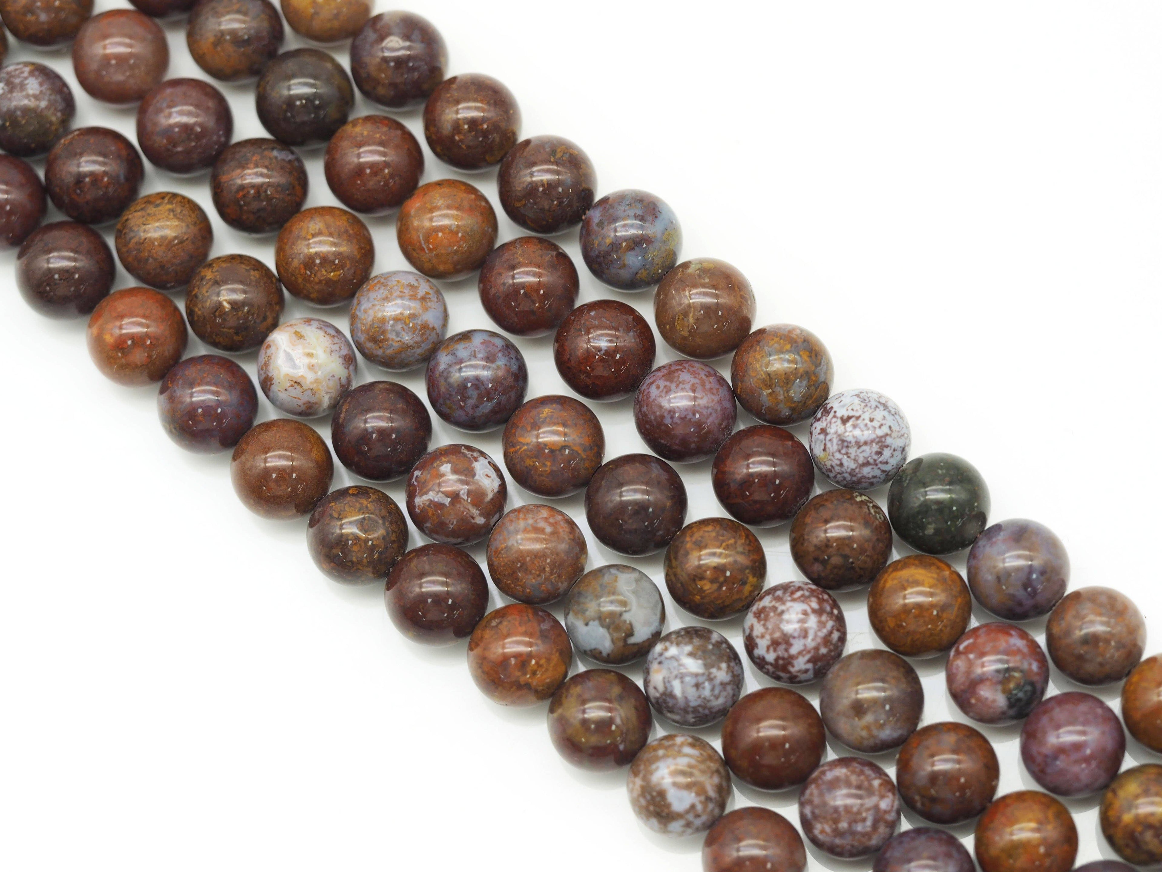 Natural Red Ocean Jasper Round Smooth Beads, Sku#U1335