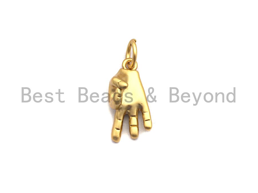 CZ Micro Pave OK Gesture Pendant,Cubic Zirconia Hand Charm, Silver/Gold Pendant,6x14mm,sku#Y216