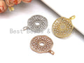 CZ Micro Pave Filigree Hollow out Flower Pendant, Cubic Zirconia Rose Gold/Silver/Black Focal Pendant, 33x35mm,sku#F637
