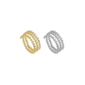 Gold Silver CZ Three Lines Wrap Adjustable Ring, Sku#LX377