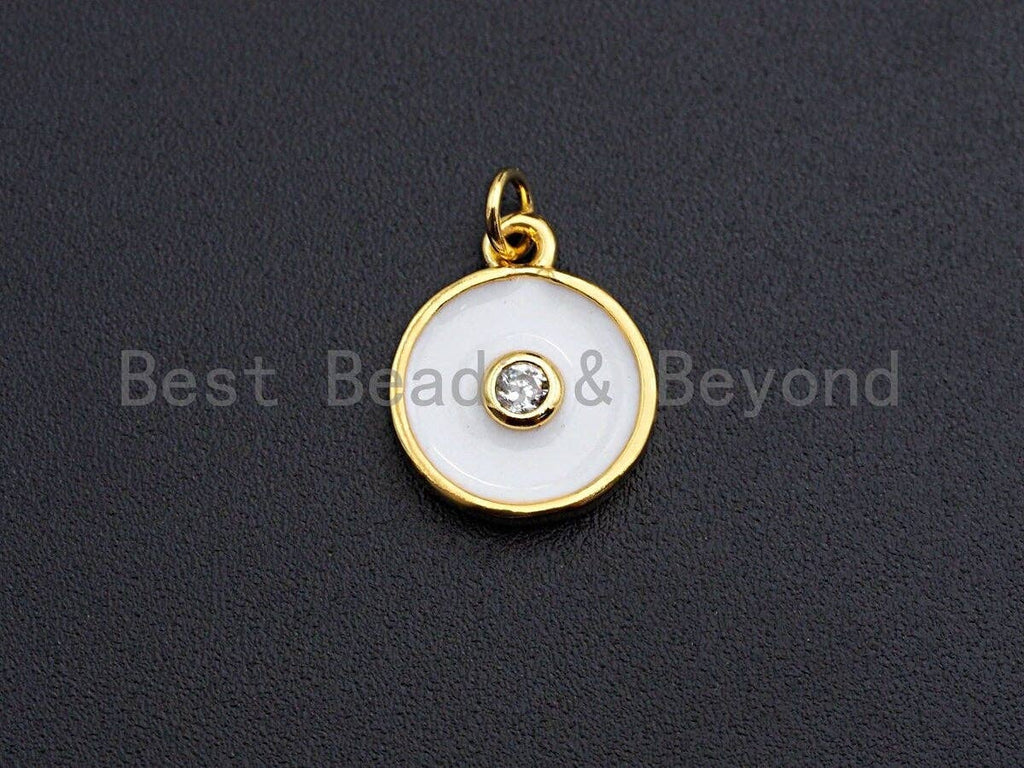 Enamel Colorful Big Cz On Round Coin Pendant,CZ Micro Pave Oil Drop pendant,Enamel pendant,Enamel Jewelry, 11x14mm,sku#Z647