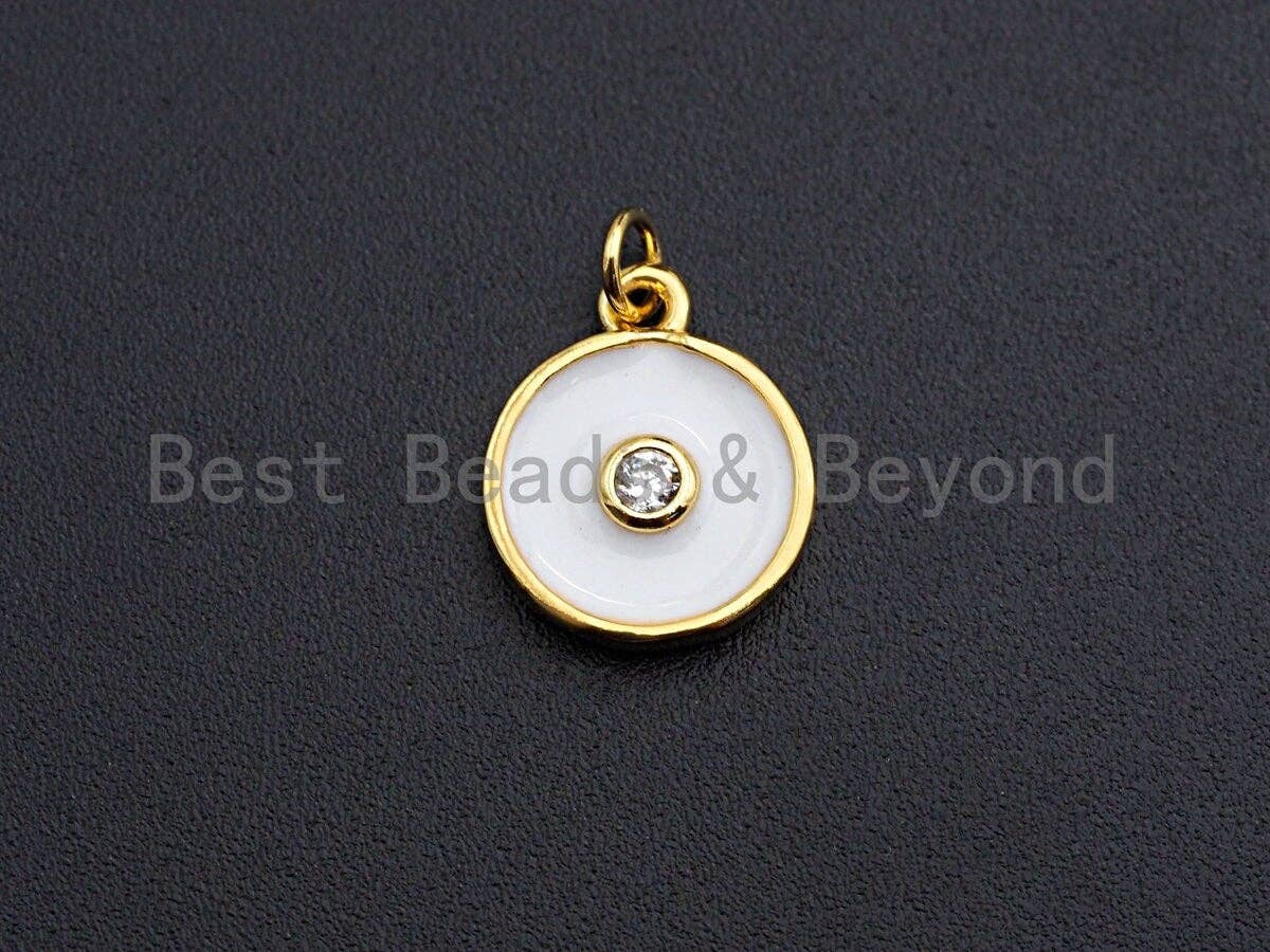 Enamel Colorful Big Cz On Round Coin Pendant,CZ Micro Pave Oil Drop pendant,Enamel pendant,Enamel Jewelry, 11x14mm,sku#Z647