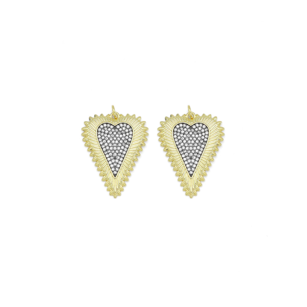 Gold Clear CZ Heart Shape Charm, Sku#Z1474