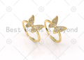 CZ Micro Pave Butterfly Shape Adjustable Ring,18K Gold Filled Butterfly Open Ring, CZ Butterfly Ring, 20mm,Sku#X215