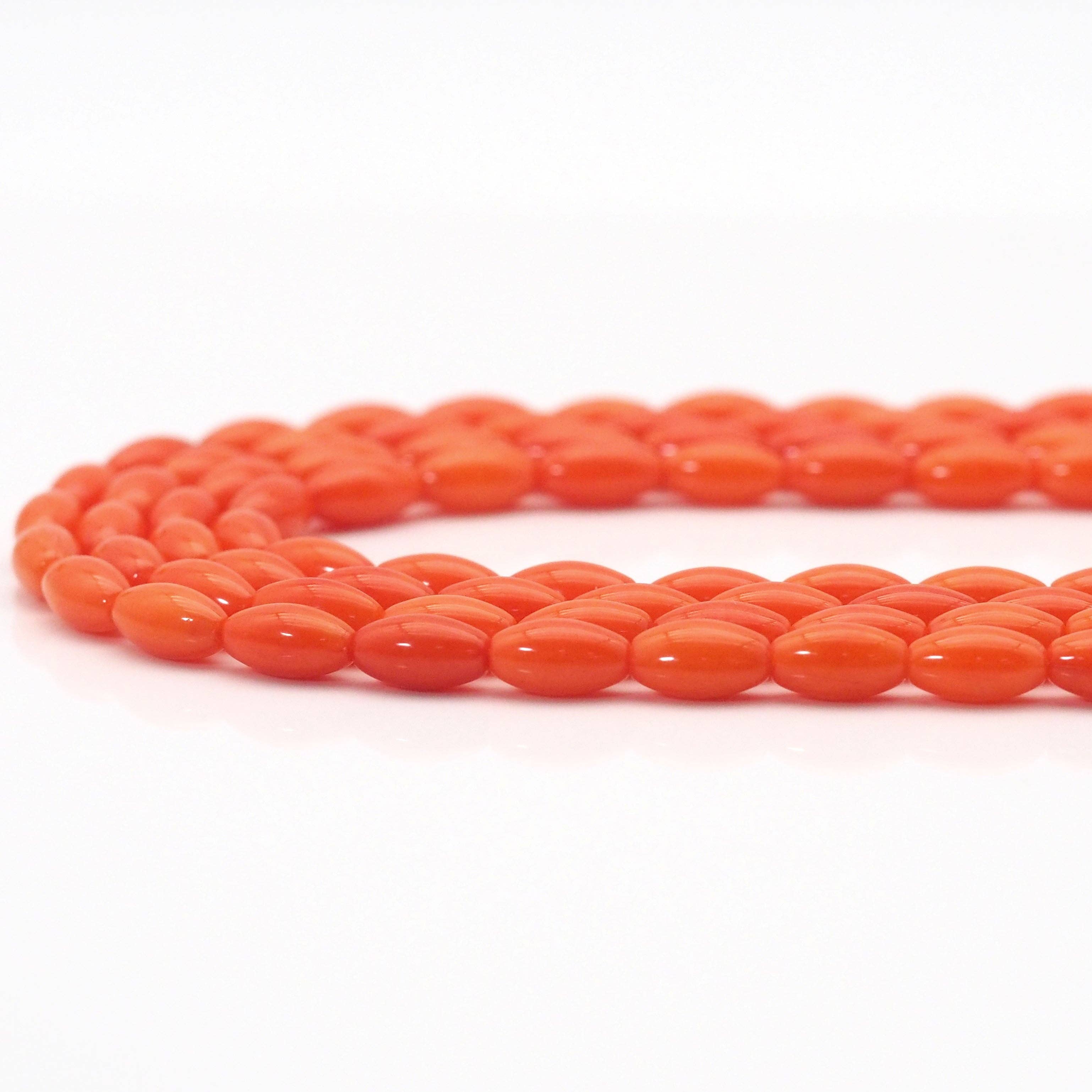 Orange Coral Smooth Rice Shape Beads, Sku#U1606