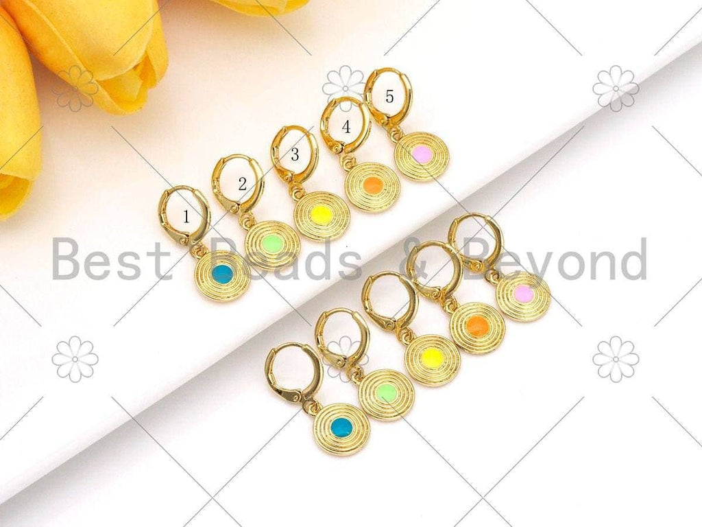 Enamel Dartboard Huggie Earring, Sku#O81C