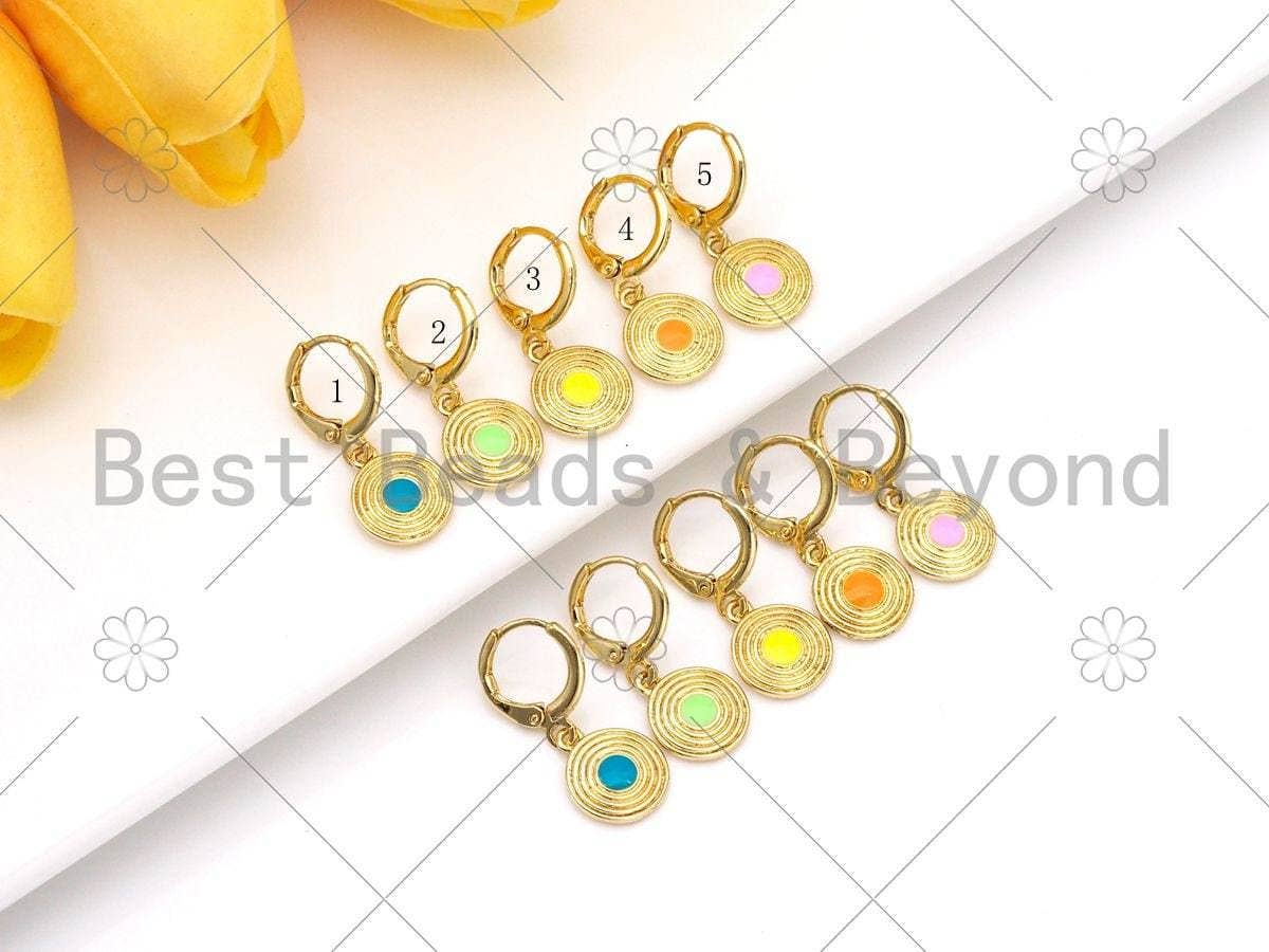 Enamel Dartboard Huggie Earring, Sku#O81C