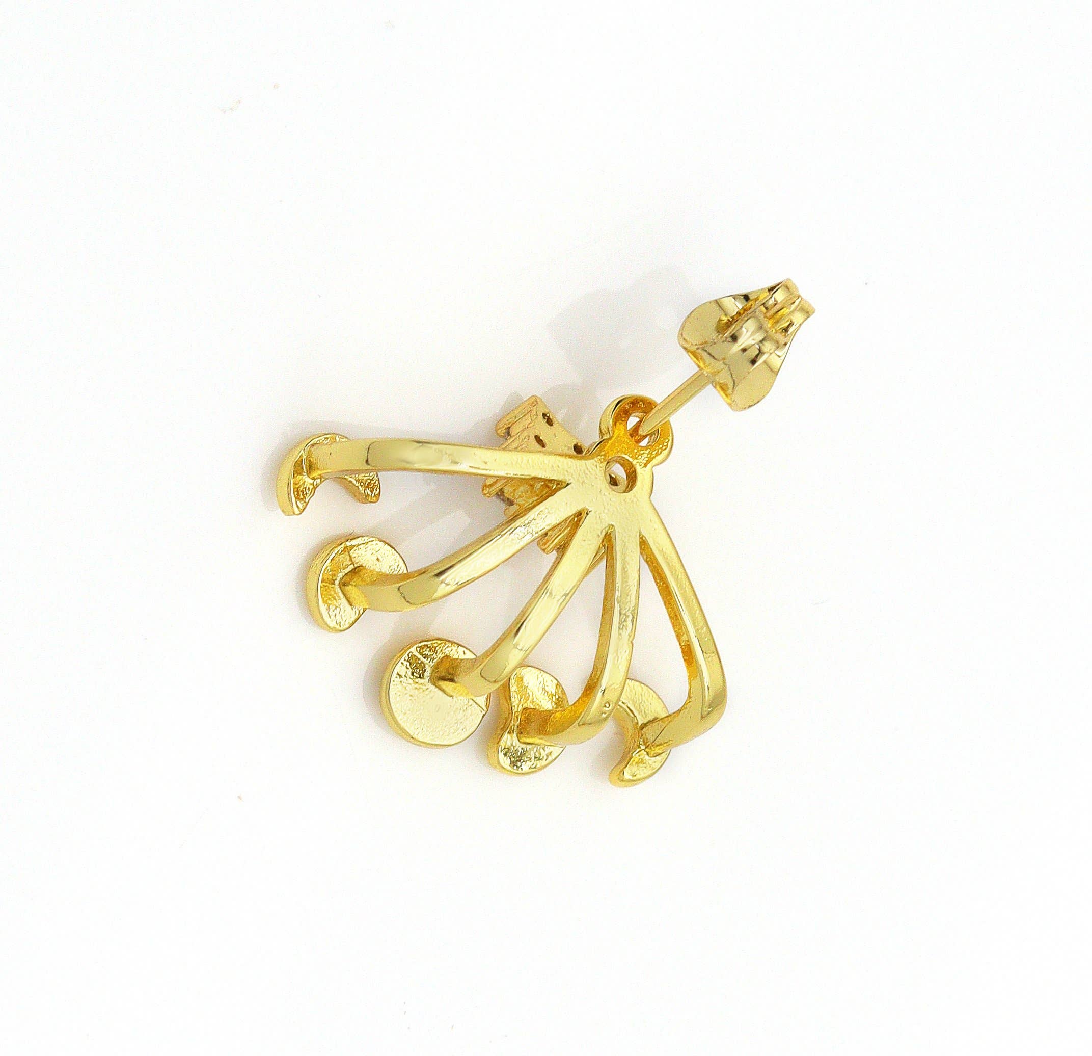 CZ Gold Moon Phase Stud Earrings, Sku#LK655