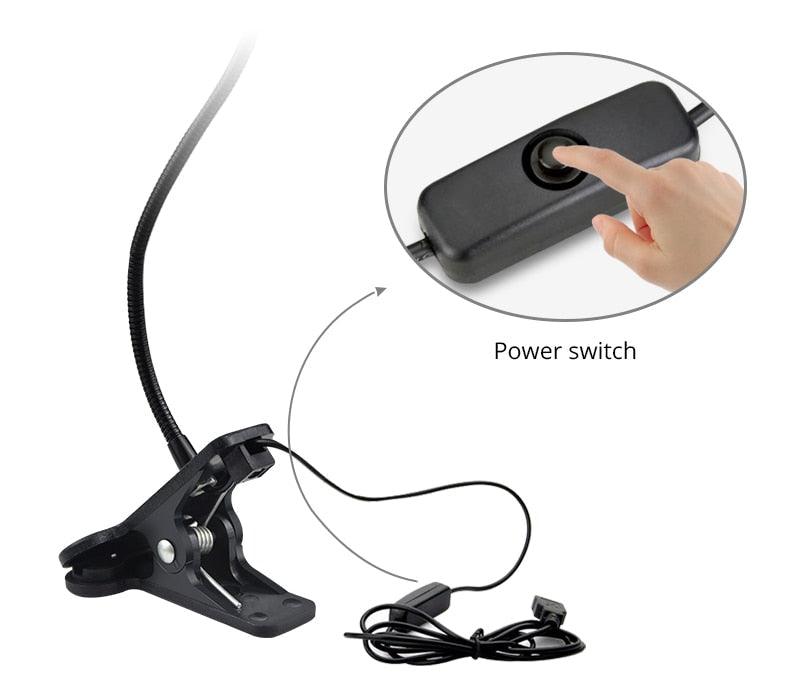 5V USB power LED Desk lamp Flexible study Reading Book lights Eye Protect Table lamp With Clip For Home Decorative Table Lamp Cute Study Lamps for Bedroom Décor