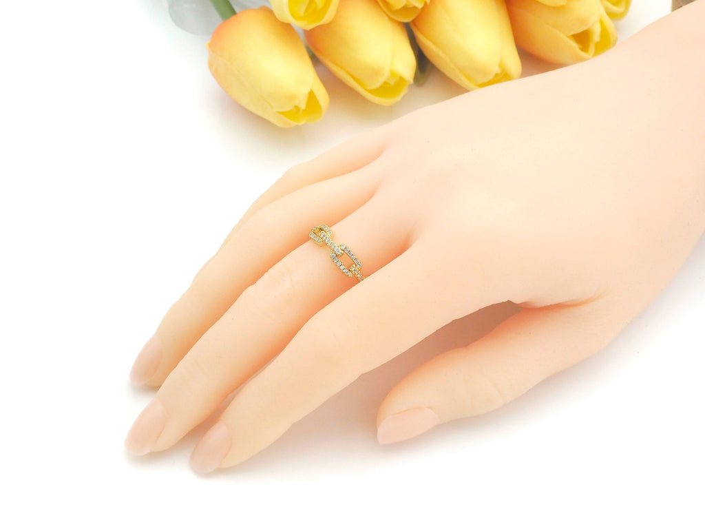 CZ Micro Pave Chain Link Ring, LD52